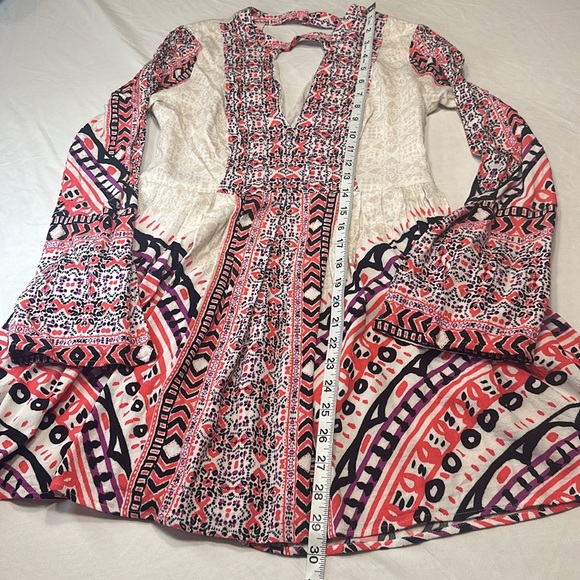 Free People Dress Sz 4 Tegan Bohemian Long Sleeve Multicolor Boho - Picture 3 of 10